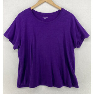 EILEEN FISHER Top L Slub Organic Cotton Jersey Crewneck Short Sleeve Purple